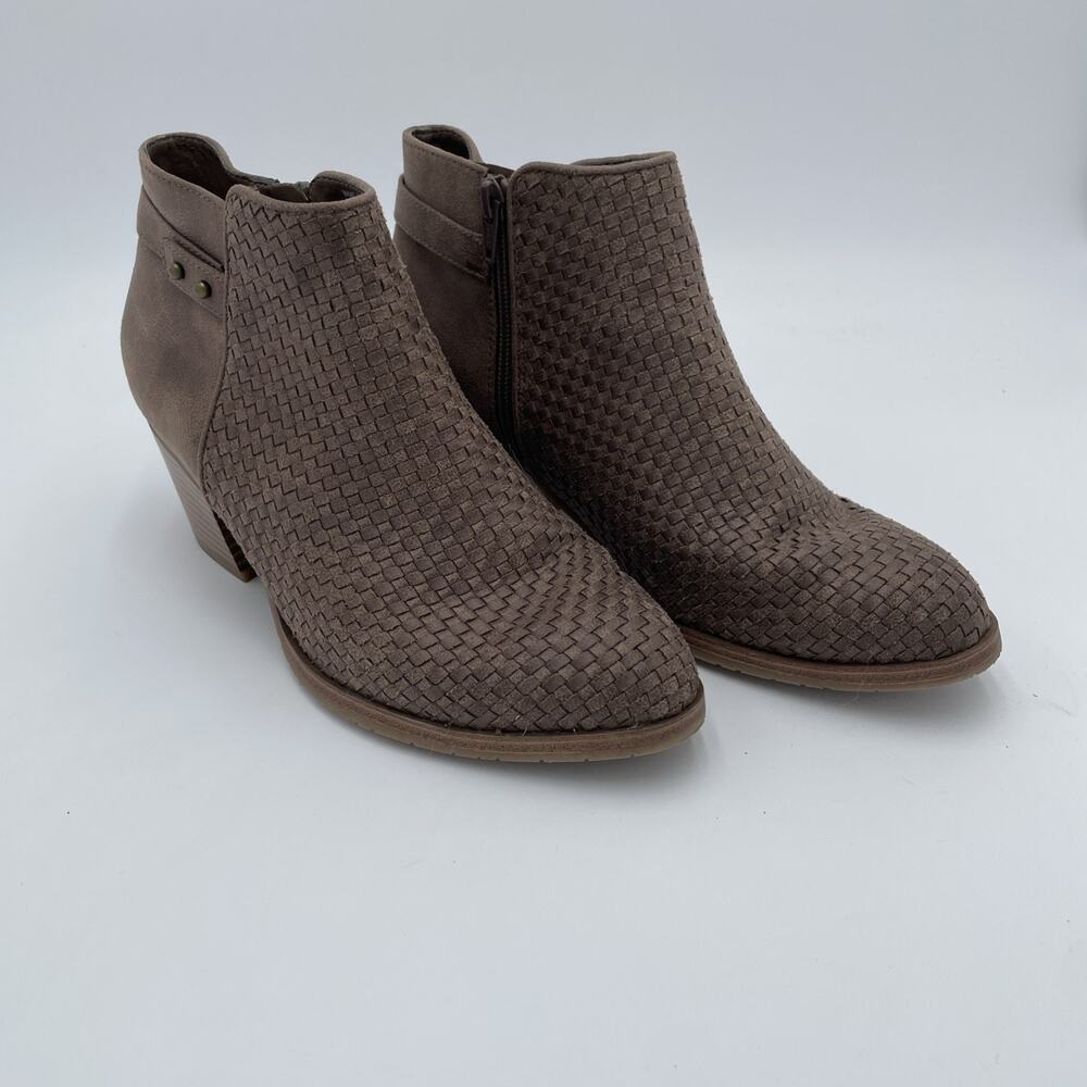 Sonoma Women’s 9.5 Fudge Brown Boots Chelsea Booties Woven Block Heel Office